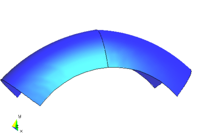 Las dos superficies se han creado a partir del contorno     de líneas. Puede observarse una pequeña discontinuidad G¹ entre     ambas.