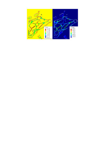 Aluminium casting. Stress-trace and von Mises deviatoric stress indicator during  phase-change (plane xy).