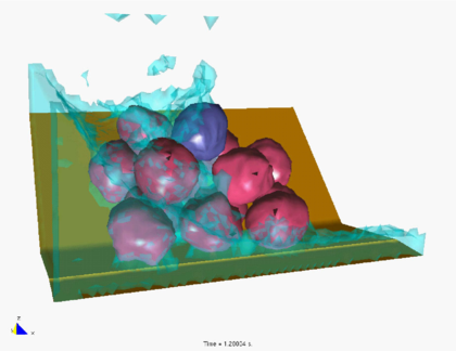 Water speed of 1m/s. The individual rock can not be dragged by the stream