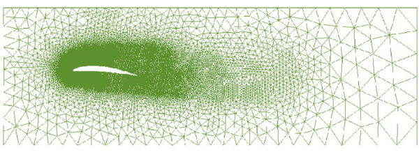 Flow past a cylinder. Radius=1m, Re=100. Original mesh