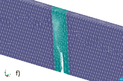 Adaptive FE meshes of 4-noded tetrahedra during calculation a) 15546 FE, b) 14436 FE, c) 16707 FE, d) 25811 FE, e) 27478 FE and  f) 29738 FE