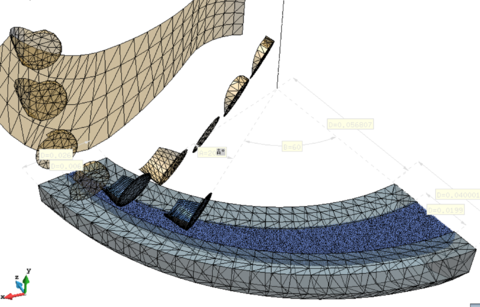Bottom hole assembly blade pre-process and meshing.