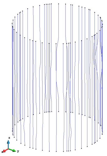 GiD model with the vertical tendons