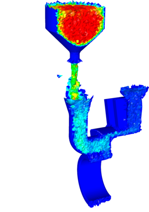 Filling of a mould with a casted metal using the PFEM
