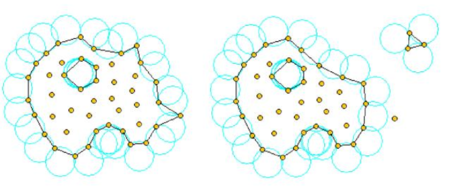 Identification of individual particles (or a group of particles) starting from a given collection of nodes using the Alpha Shape method.