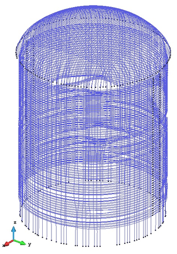 GiD model with the prestressing system