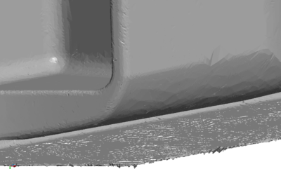 Undertray of Formula 1 car - The small white spots indicate slight geometrical discontinuities.