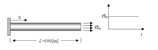 Geometria para la barra sometida a carga impulsiva