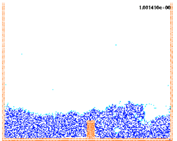 Comparison between experimental and numerical results of the collapse of a water column with an obstacle