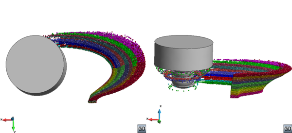 Material particles after the weld with a threaded pin.