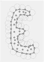 Examples of boundary recognition with the Alpha Shape method.  Empty circles with radius greater than αh(x)  define the boundary particles.