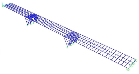 Bridge modelled using truss elements